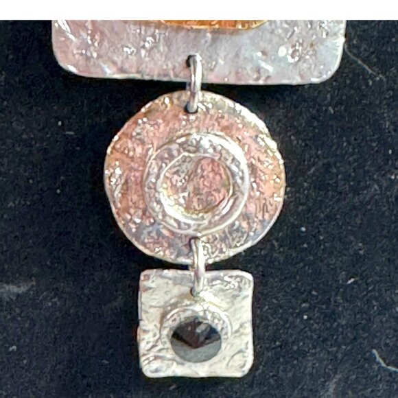 Estate Signed J Jansen Designs Brutalist Silver Plated Statement Necklace Modern - Picture 13 of 14